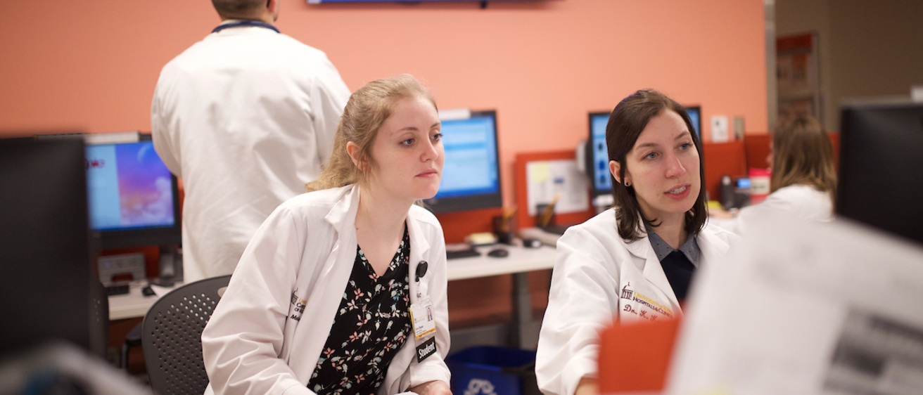 A medical student trains in pediatrics at the University of Iowa Carver College of Medicine.