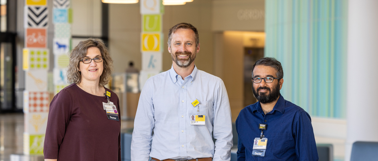 Critical care specialists in the PICU Aditya Badheka, Sarah Haskel and Cody Tigges on Tuesday, June 13, 2023.