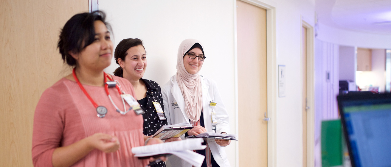 Medical students on rounds at the Children's hospital.