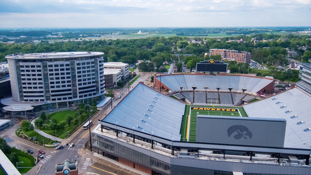 UI Stead Family Children's Hospital next to Kinnick Stadium